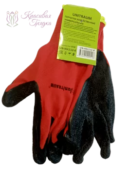 Перчатки садовые (полиэстер) плотность 13G, красные. Размер 8-М